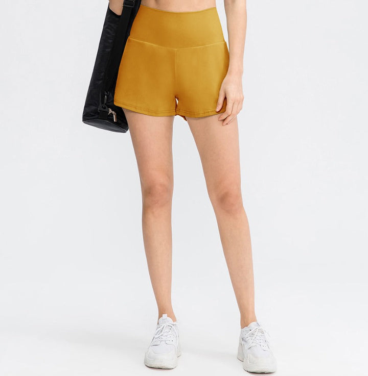 Aktive Damen Sportshorts 2-in-1 High Waist mit Taschen, perfekte Passform für Training.