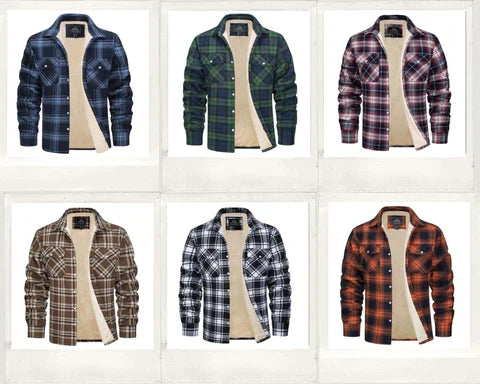 Warme, bequeme Herren-Übergangsjacke aus Flanell, ideal für Herbst und Freizeit.