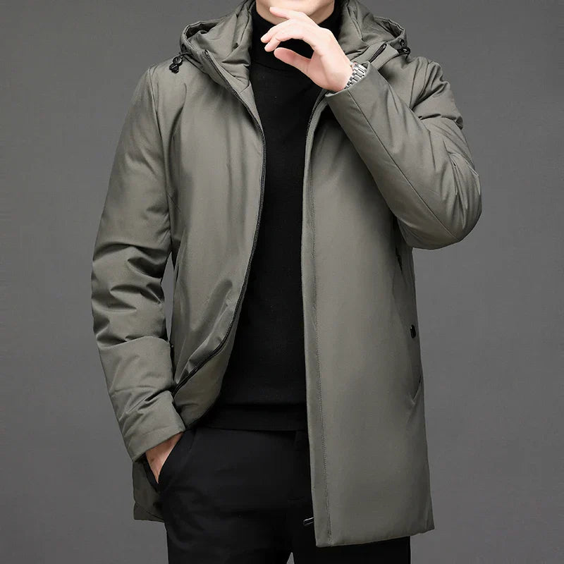 Warm & stilvoller Herren Wintermantel, wasserdicht. Ideale Outdoor-Jacke für kalte Herbst- & Wintertage, robust & bequem.