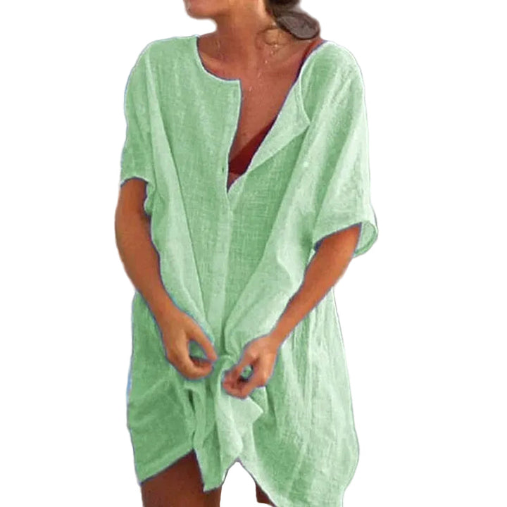 Leichte Damen Kurzarmbluse, atmungsaktives Sommerhemd für Alltag & Freizeit. Ideal für warme Tage.