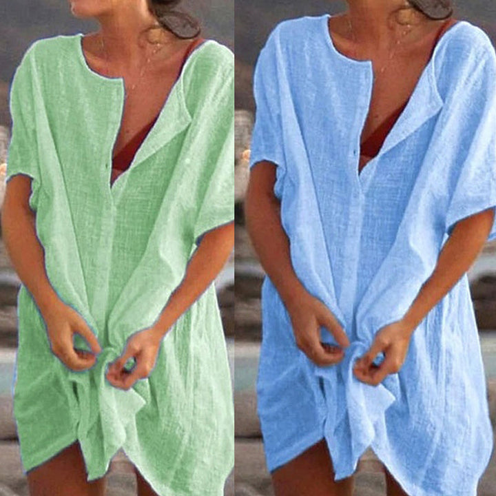 Leichte Damen Sommerbluse, atmungsaktives Kurzarmhemd für Alltag & Freizeit. Komfortables Frauenhemd.