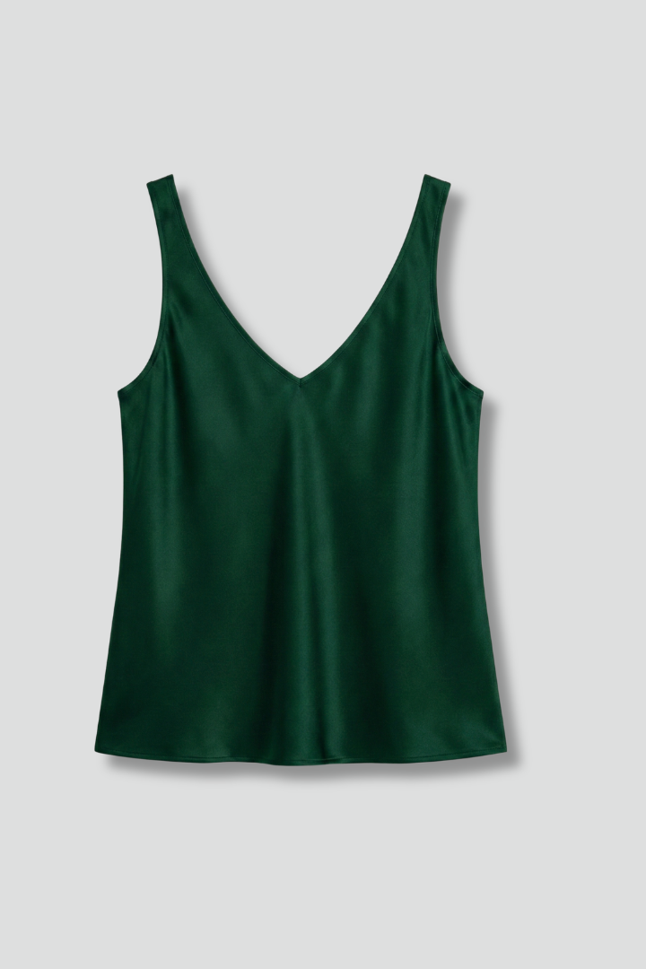 Damen Tanktop mit elegantem V-Ausschnitt, unifarben, perfekt für Sommer und Freizeitmode, ärmellos.