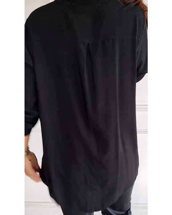 Vielseitiges Damen Pailletten Top mit Knopfleiste. Lässig für Freizeit, elegant für Abend.