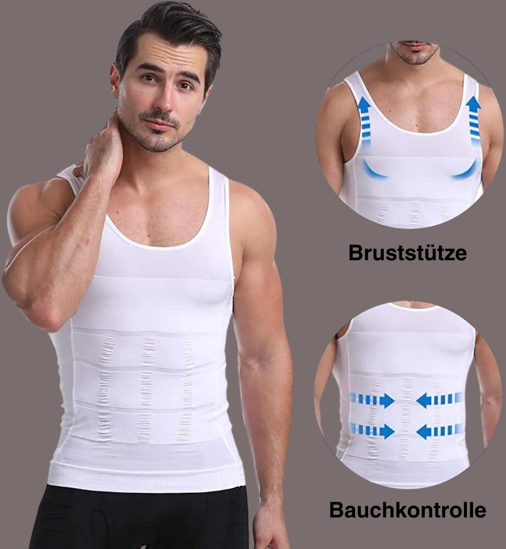 Unsichtbares Herren Kompressionsunterhemd, atmungsaktiv & bequem, für schlanke Silhouette unter Kleidung.