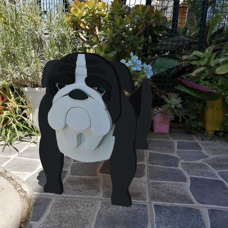 Handbemalte Tierdeko: Hunde-Blumentopf, vielseitiges Pflanzgefäß.