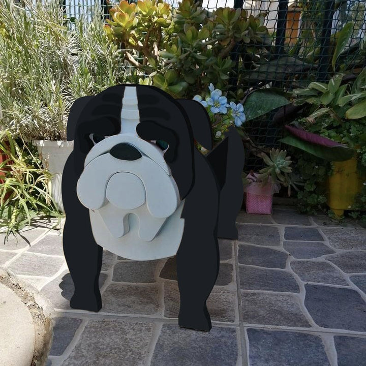 Handbemalte Tierdeko: Hunde-Blumentopf, vielseitiges Pflanzgefäß.