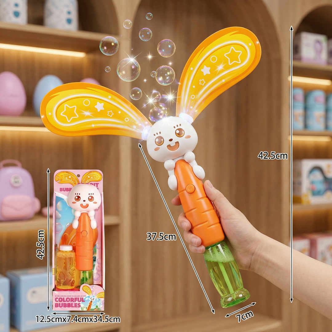 Interaktiver Seifenblasen-Hase mit Licht & Flügeln produziert Blasen, ein fesselndes sensorisches Kinderspielzeug & Bubble Maker.