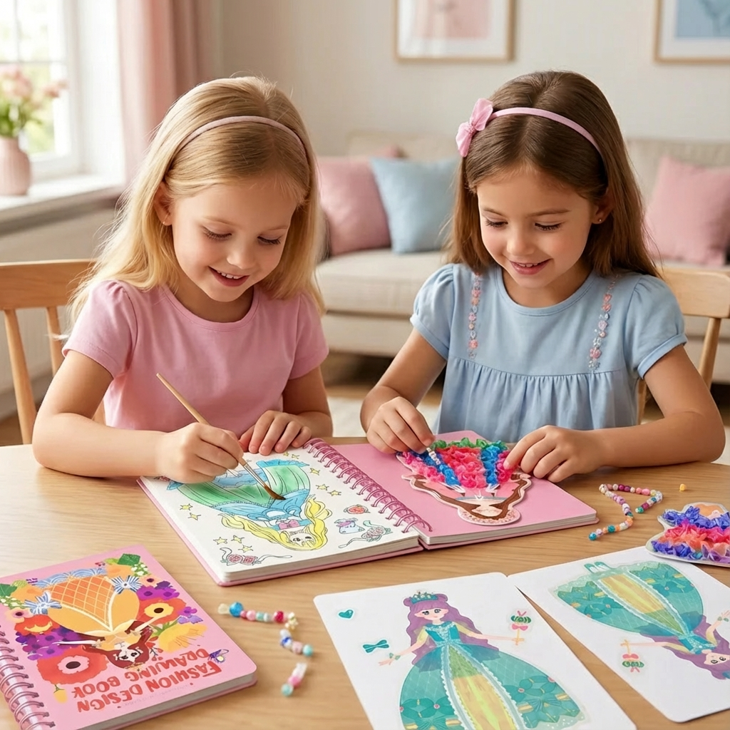 Mädchen Prinzessinnen Mal- & Bastelbuch: kreatives Modespaß-Set mit Stickern, Ausmalseiten & DIY-Ideen.