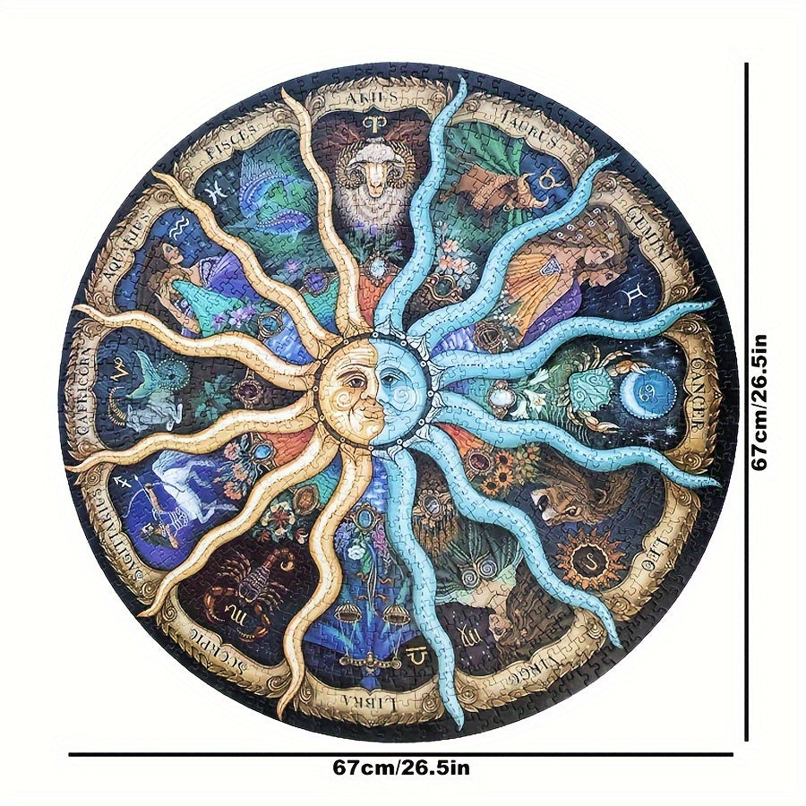 Hochwertiges rundes Sternzeichen-Puzzle, 1000 Teile, speziell für Erwachsene. Ideal für Hobby und Entspannung.