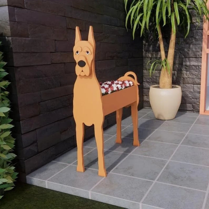 Handbemalter Hunde-Blumentopf, einzigartige Tierdeko für Heim & Garten.