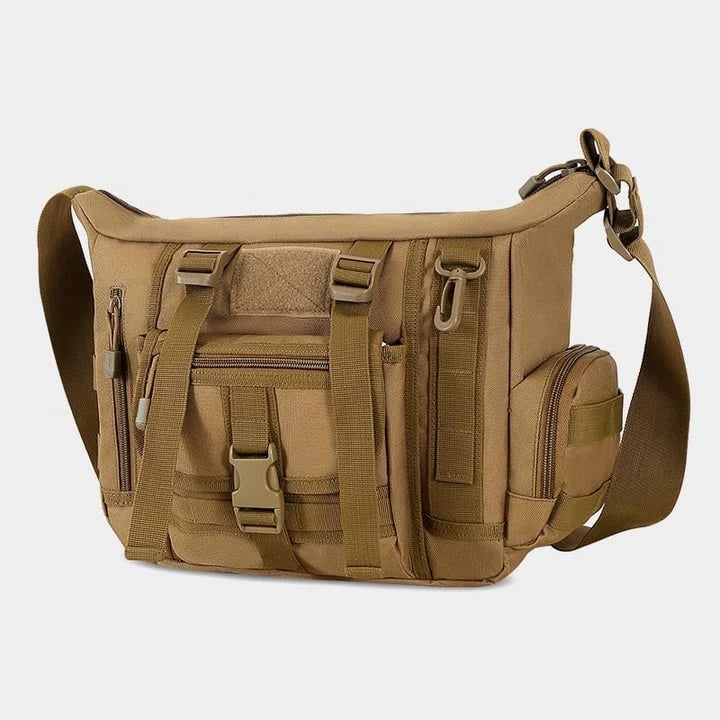 Robuste Messenger Bag für Herren, Schwarz, mit gepolstertem Laptopfach & praktischem Organizer.