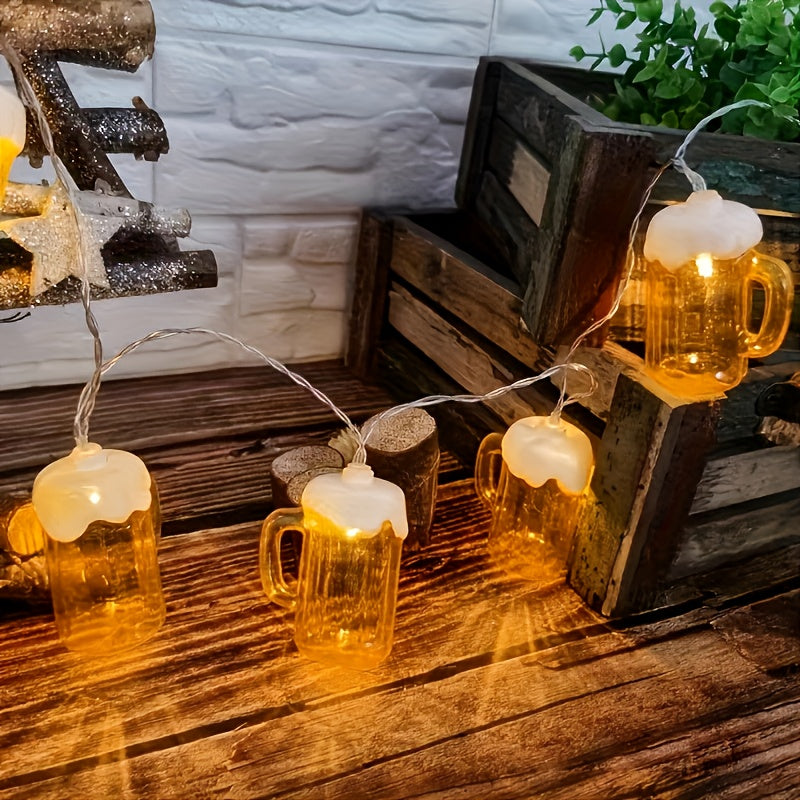 Vielseitige LED-Bierkrug-Lichterketten für Party, Garten, Oktoberfest-Feier und festliche Dekoration.