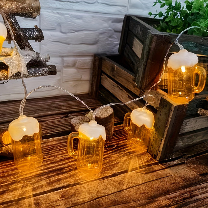 Vielseitige LED-Bierkrug-Lichterketten für Party, Garten, Oktoberfest-Feier und festliche Dekoration.