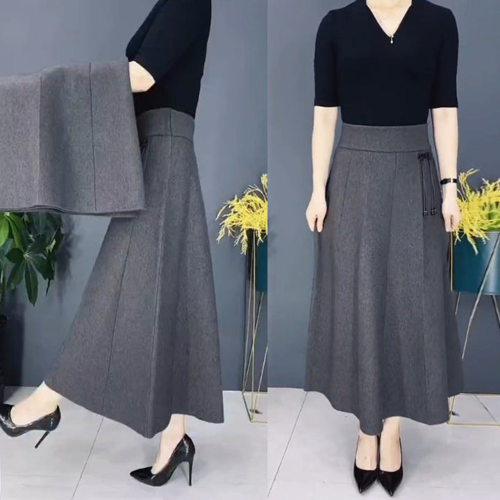Femininer Damen High-Waist Midirock, eleganter Begleiter für die kühle Jahreszeit.
