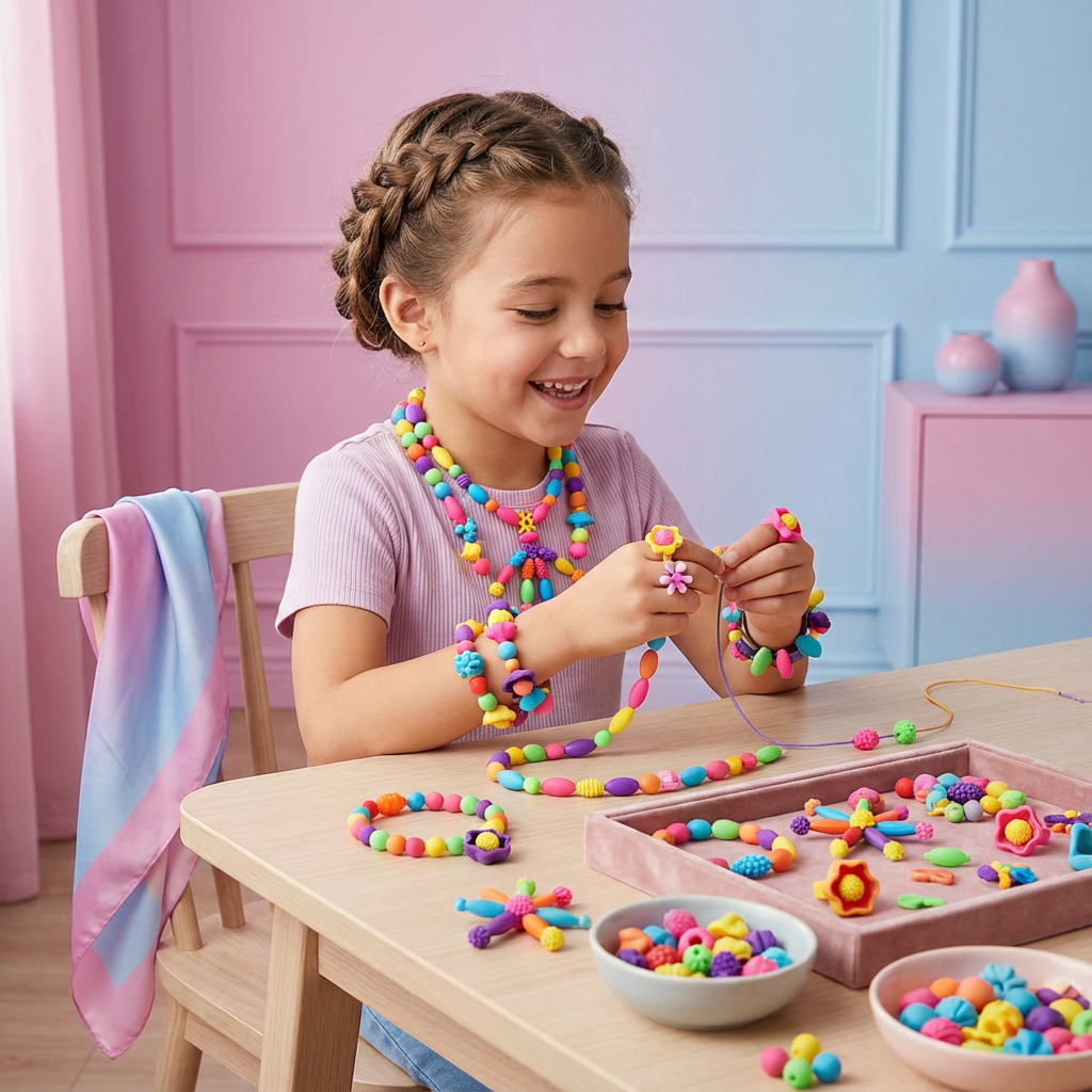 Bunte Schmuck-Stecksteine für Kinder. Fördert Kreativität & Feinmotorik.