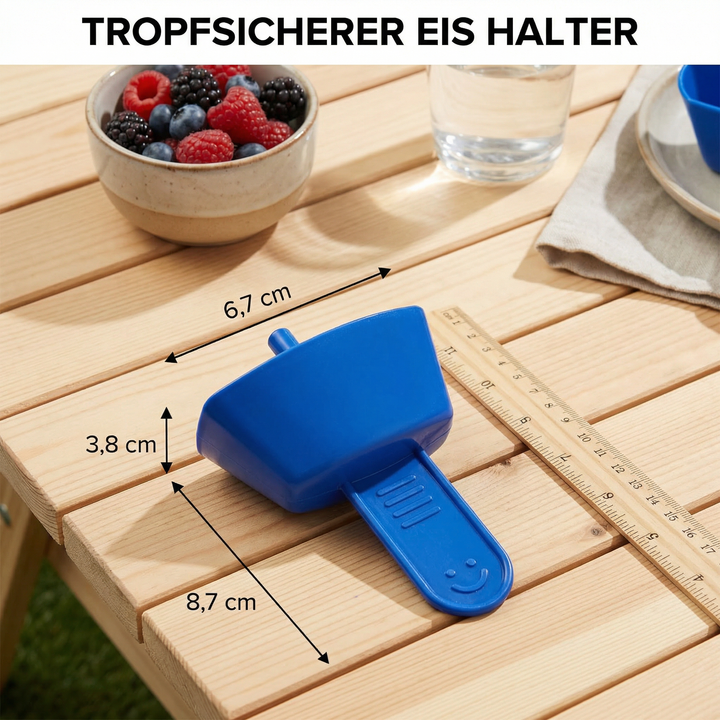 Der kleckerfreie Eisfänger mit Strohhalm für Kinder. Für entspannten Eisgenuss ohne Tropfen, wiederverwendbar.