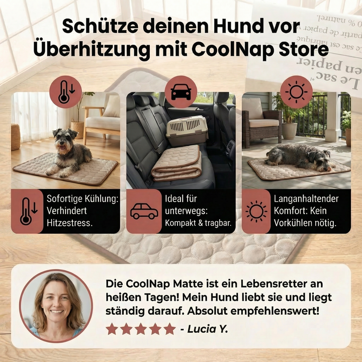 Robuste Hundekühlmatte, pflegeleicht & langlebig. Bietet deinem Hund Hitzeschutz & angenehme Entspannung.