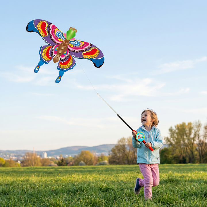 Bunter Flügel-Drachen für Kinder; Outdoor-Spielzeug fördert Geschicklichkeit & Hand-Augen-Koordination.