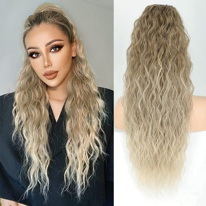 Damen Haarzubehör: 76cm wellige Pferdeschwanz-Extension mit Krallenclip für extra Volumen.