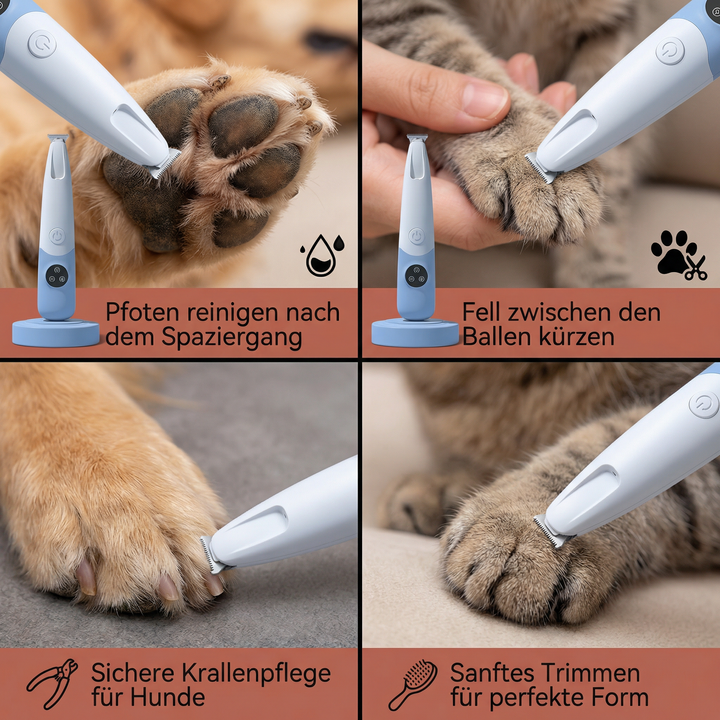 Präziser Scherkopf des kabellosen Pfotentrimmers. Ideal für feine Haare an Pfoten von Hunden & Katzen.