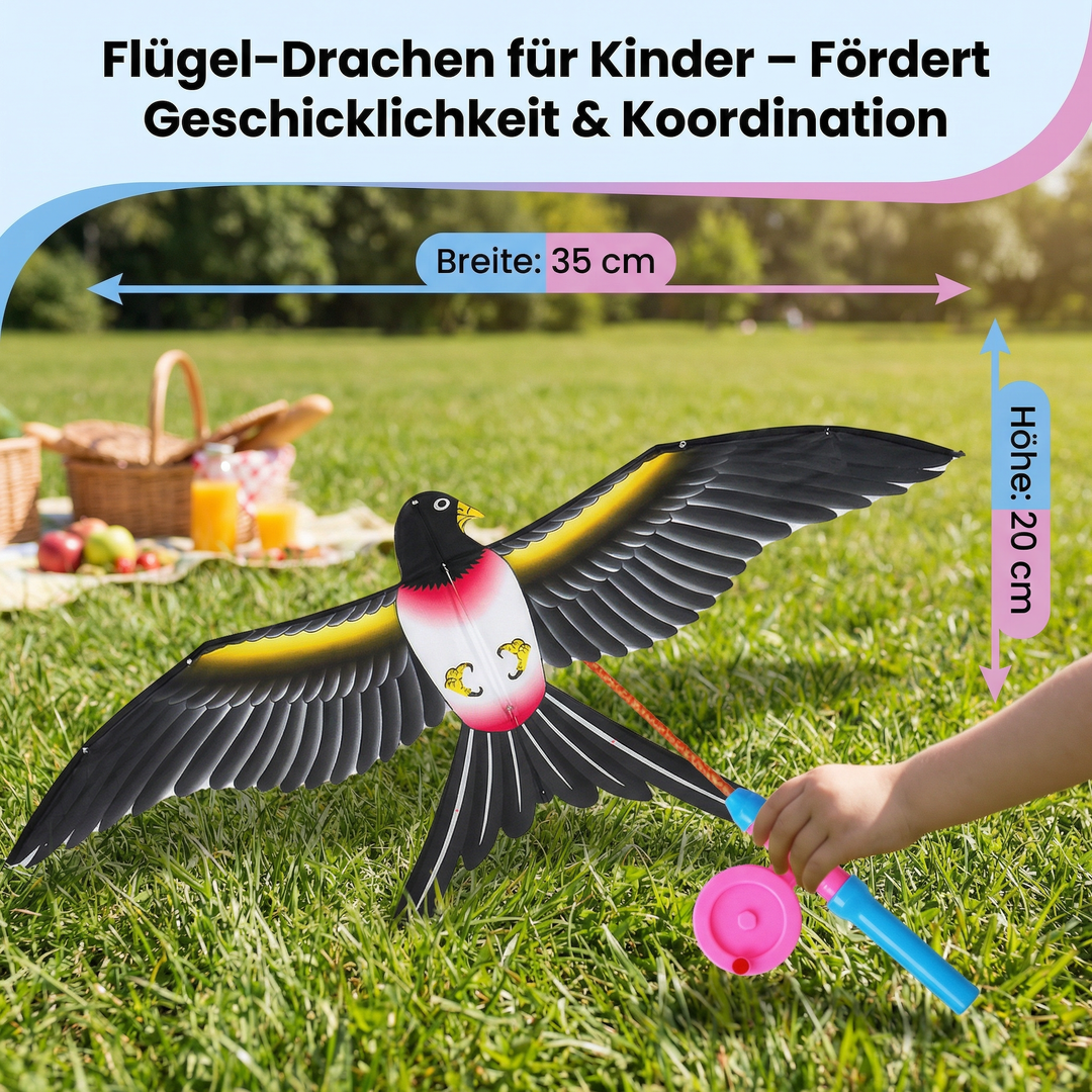 Flügel-Drachen als Geschenk für Kinder; Outdoor-Spielzeug für Koordination & aktives, gesundes Spielen.