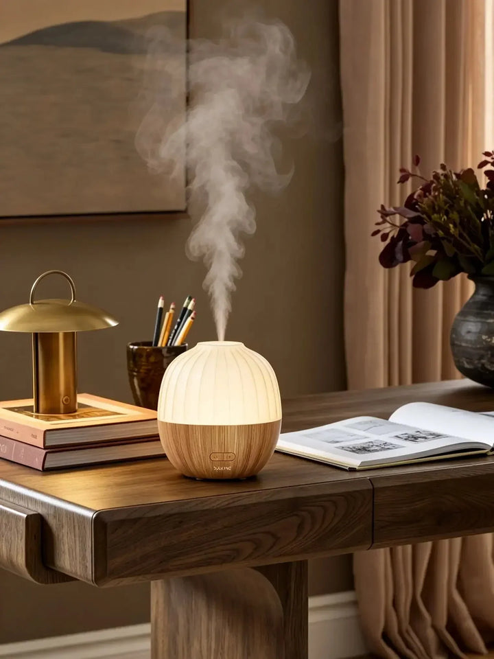 Aroma Diffusor mit integriertem LED-Farbwechsellicht, Ultraschall-Vernebler für Entspannung und Ambiente.