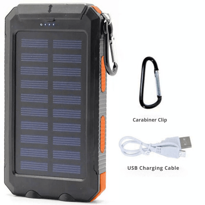 Kompakte Outdoor Powerbank 10.000 mAh, solar, wasserdicht für Reise & mobiles Laden unterwegs.