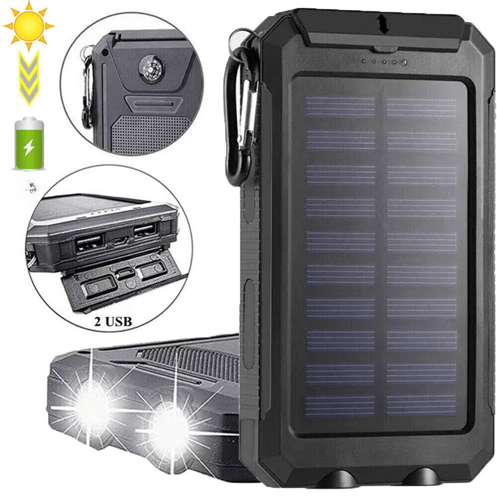 Solare Powerbank 10.000 mAh für Camping, wasserdichtes Outdoor-Ladegerät, zuverlässiger Handy Akku.