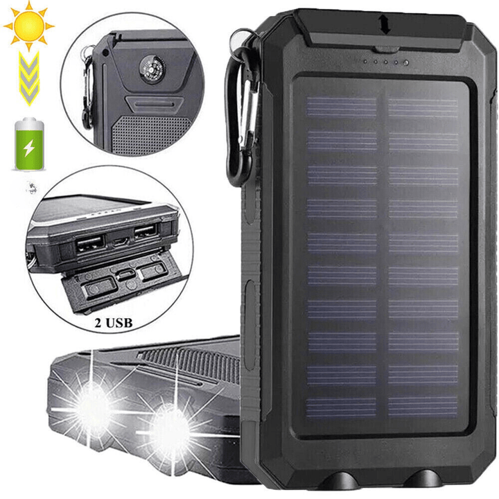 Solare Powerbank 10.000 mAh für Camping, wasserdichtes Outdoor-Ladegerät, zuverlässiger Handy Akku.