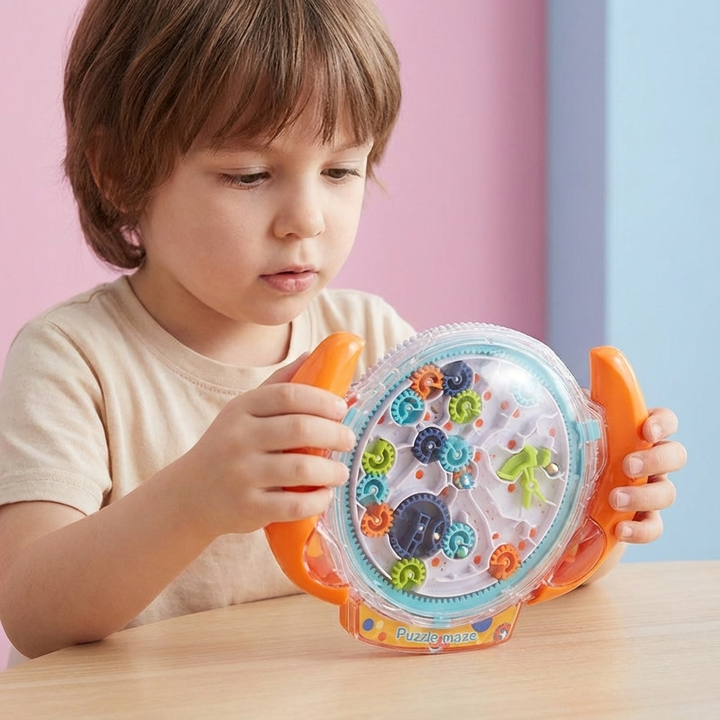 Anspruchsvolles 3D Kugel-Labyrinth als Geschicklichkeitsspiel für Kinder & Erwachsene, trainiert Denkvermögen.