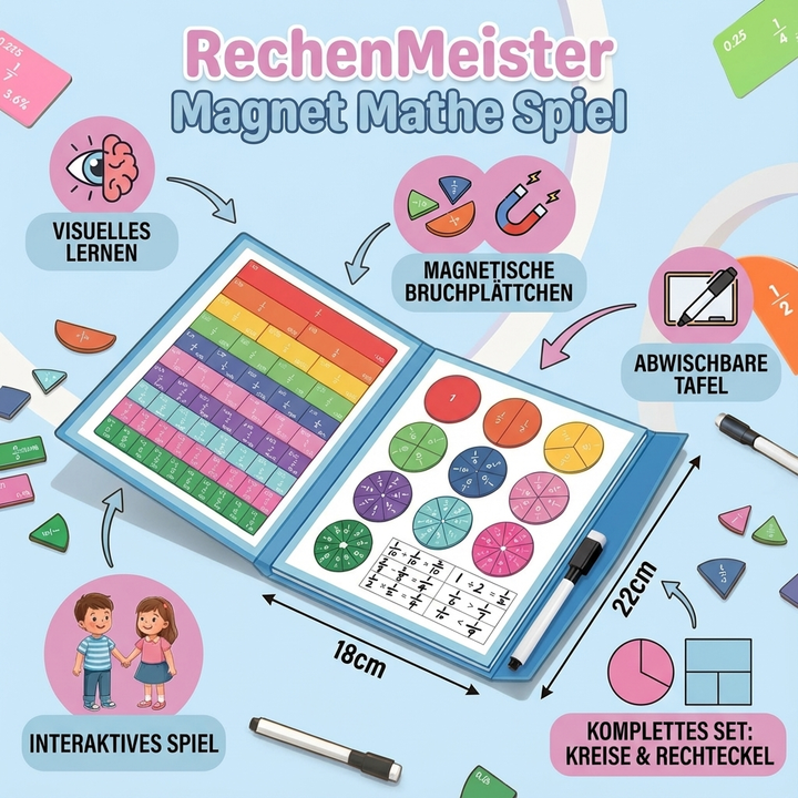 RechenMeister: Interaktives magnetisches Mathe-Lernspielzeug, das Kindern Spaß an Brüchen & Dezimalzahlen vermittelt.