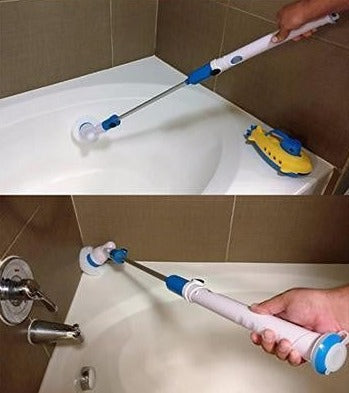 Kraftvolle Akku-Schrubbbürste entfernt hartnäckigen Schmutz von Wänden & Böden.
