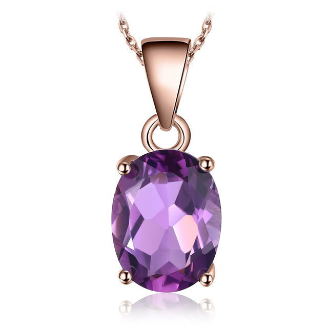 Ovaler Damen-Anhänger aus Sterling Silber mit Amethyst Edelstein. Eleganter Damenschmuck.