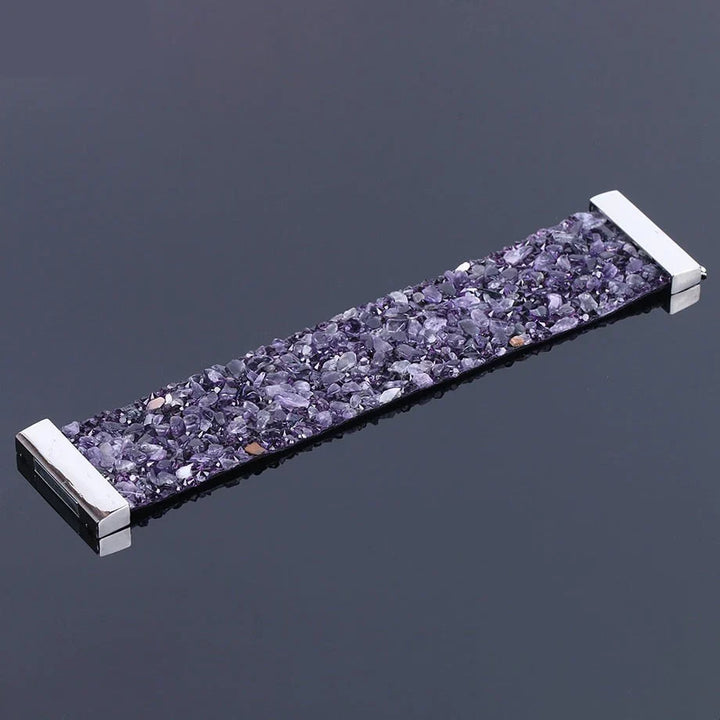 Elegantes Damen-Lederarmband mit Naturstein- und Kristallperlen, idealer Modeschmuck.