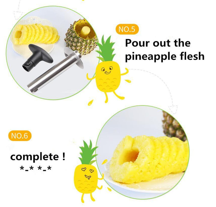 Multifunktionaler Ananasschneider und Kernentferner aus Edelstahl, ideal für frische Ananas in der Küche.