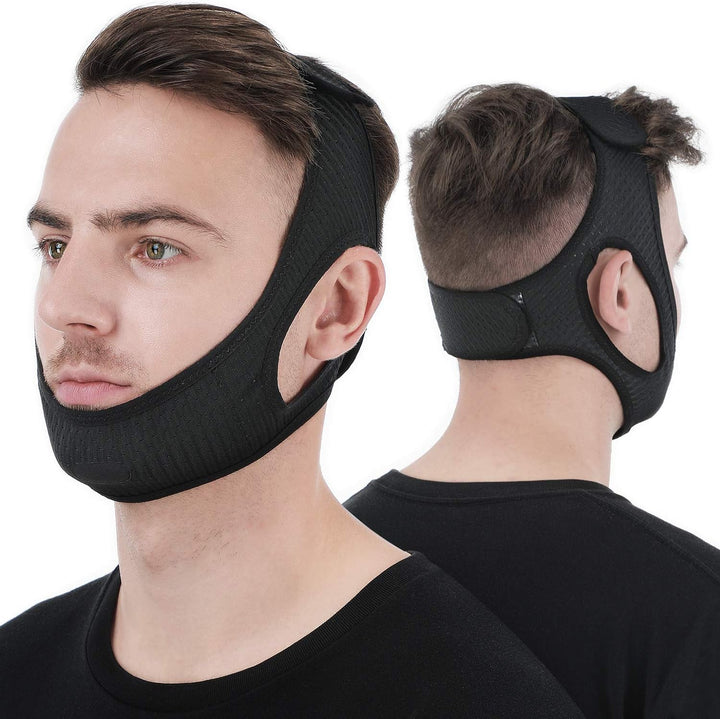 Anti-Schnarch-Kinnband DreamQuiet für ruhige Nächte; unisex, atmungsaktiv, hilft Schnarchen zu reduzieren.