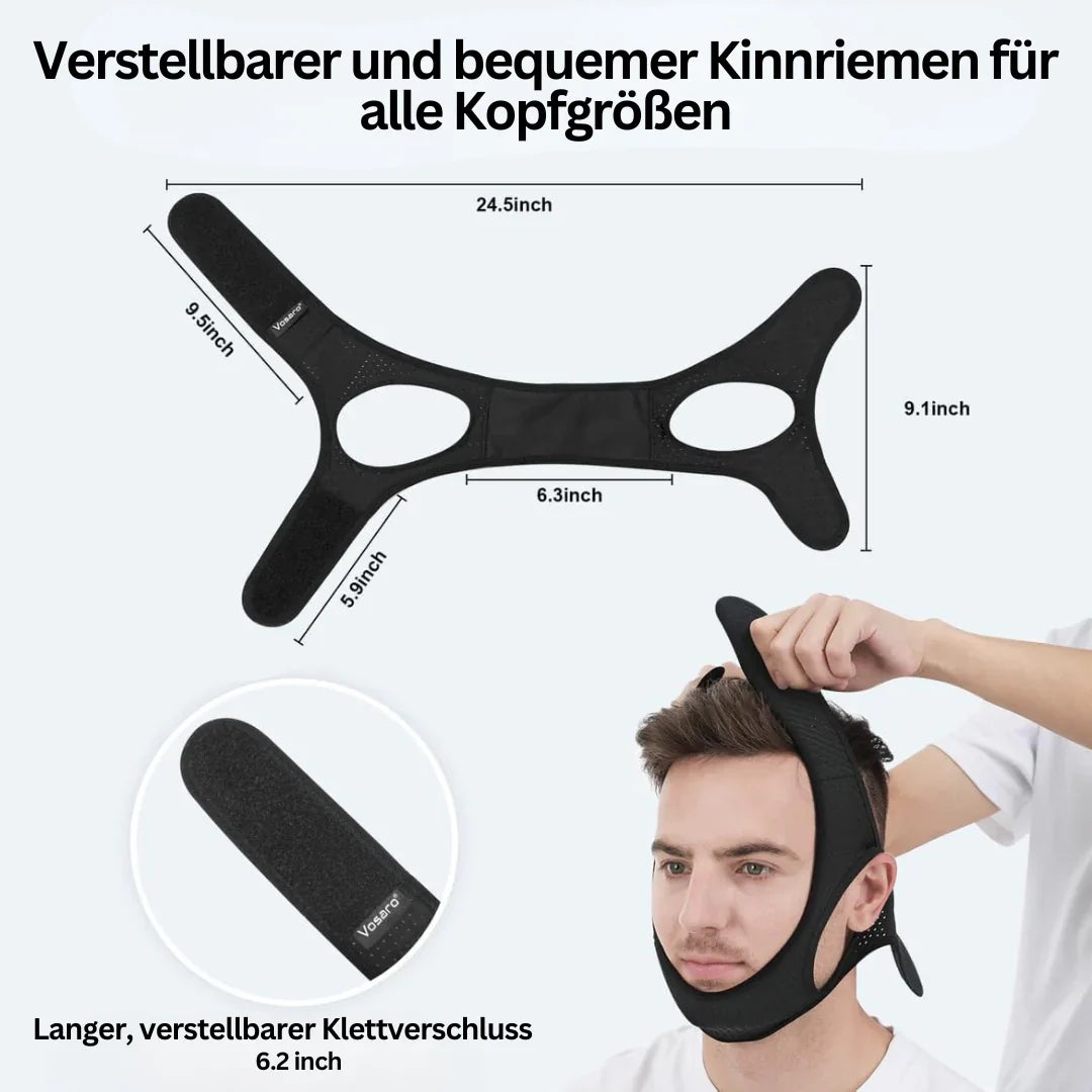 Effektives Anti-Schnarch Kinnband. Endlich ruhigen Schlaf finden und Schnarchen reduzieren für eine bessere Lebensqualität.