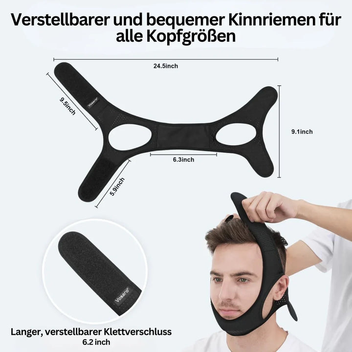Effektives Anti-Schnarch Kinnband. Endlich ruhigen Schlaf finden und Schnarchen reduzieren für eine bessere Lebensqualität.