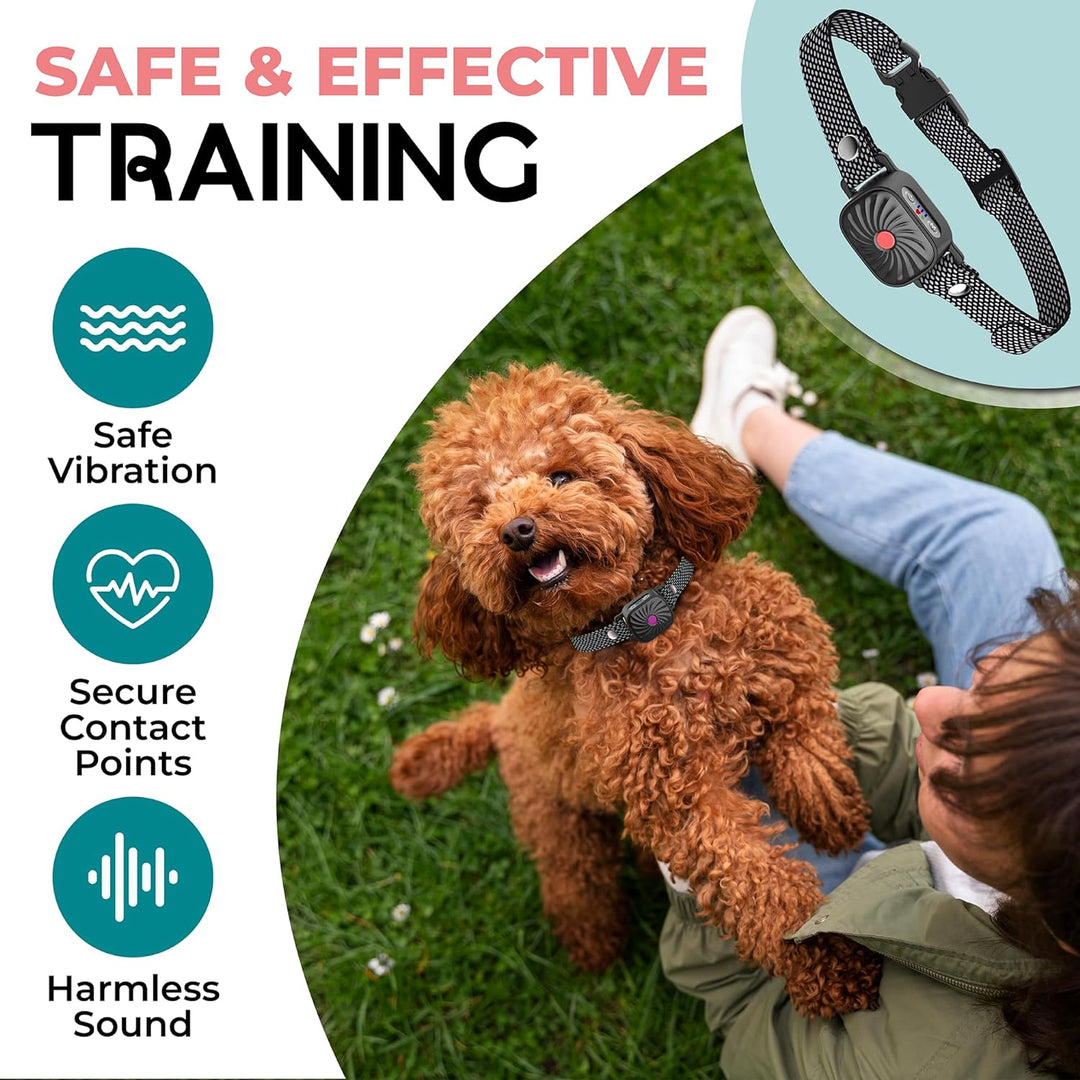Effektives Trainingshalsband für kleine Hunde. Sanfte Vibration hilft bei der Bellkontrolle und Haustierzubehör.