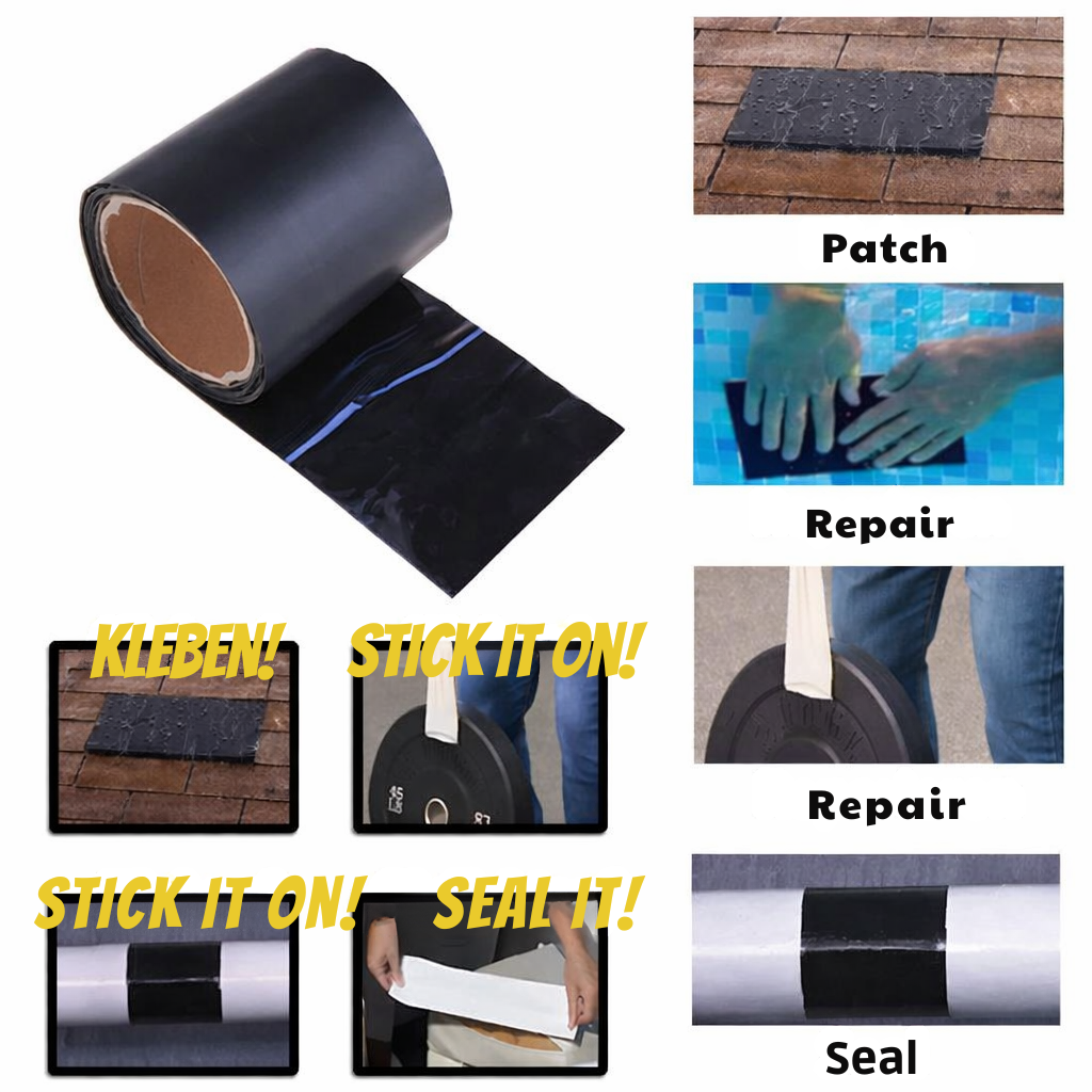 Extra starkes AquaPatch Polymer Reparaturband für dauerhaft wasserdichte Abdichtung bei Heimwerkerprojekten.