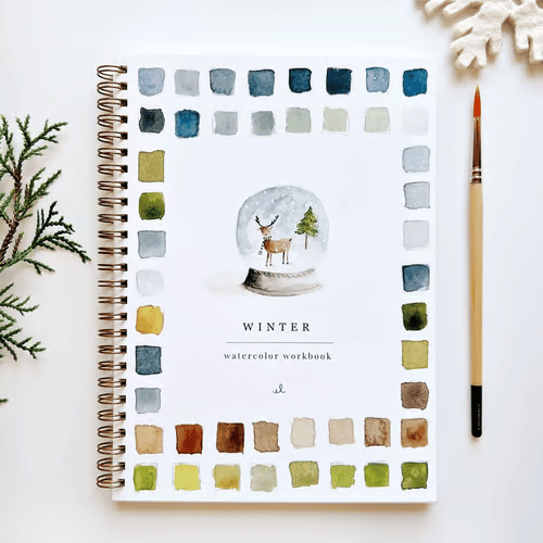 Zeigt Seiten des Aquarell Workbook, mit einfachen Übungen zur Beherrschung der Aquarell-Technik.