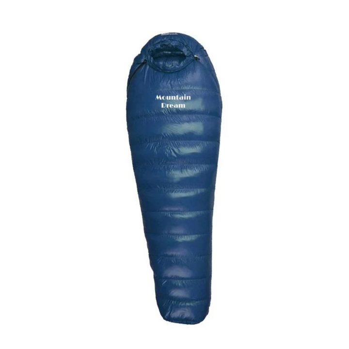 Detailansicht des robusten ArcticNest Ripstop-Winterschlafsacks, perfekt für kalte Nächte im Zelt.