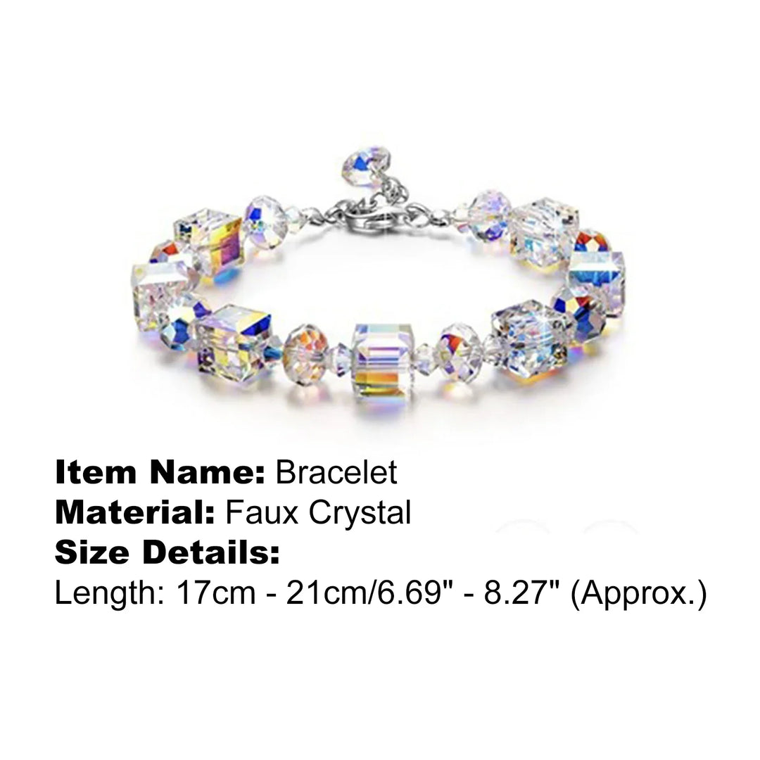 Modisches Damen Kristallarmband, kubisch & vielseitig. Eleganter Silberschmuck als Geschenk oder Modeaccessoire.