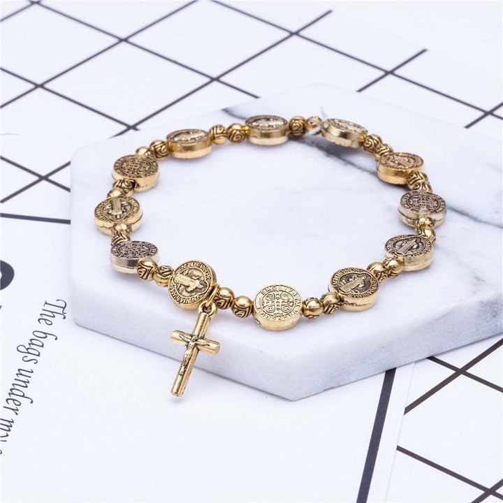 Hochwertiges Christliches Kreuzarmband für Damen & Herren, in Gold und Silberfarben, perfektes Glaubensgeschenk.