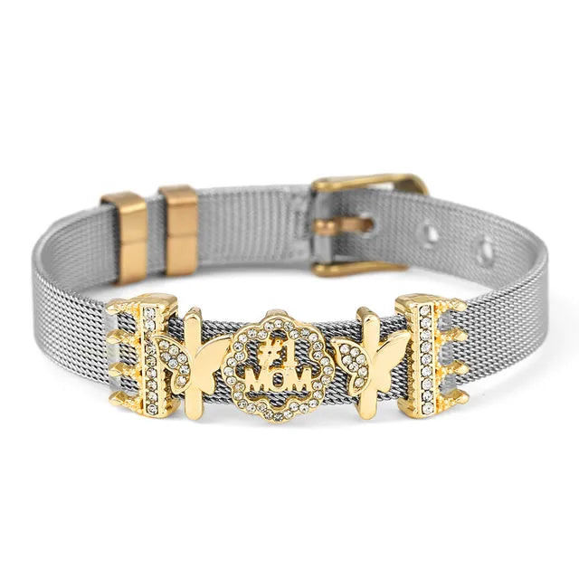 Glänzendes zweifarbiges Damen-Armband aus Mesh, Accessoire für jeden Tag.