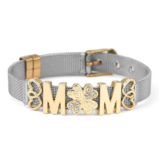 Damen Mesh-Armband, zweifarbig in Gold-Roségold, mit dezentem Glanz.