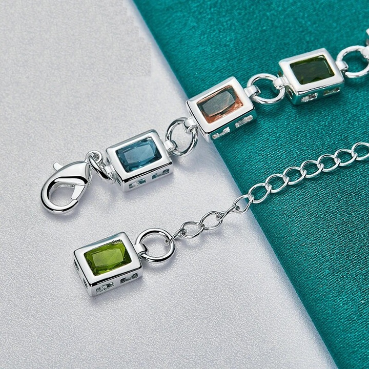 Stilvolles Unisex Silberarmband mit Zirkon, perfektes Geschenk für Eleganz & spirituelles Wohlbefinden.