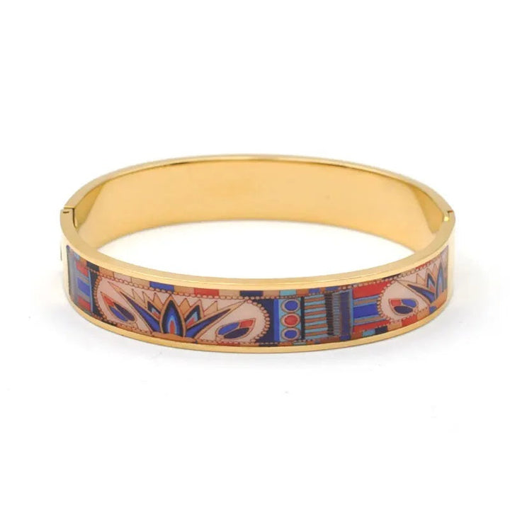 Luxuriöser Damen Goldarmreif, Geode Design mit Emaille, robuster Modeschmuck, perfekt für Frauen.