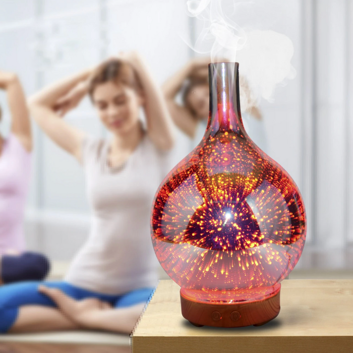 Stylischer Luftbefeuchter & Aromadiffuser mit LED-Licht für Wellness & Raumbeduftung im Zuhause.