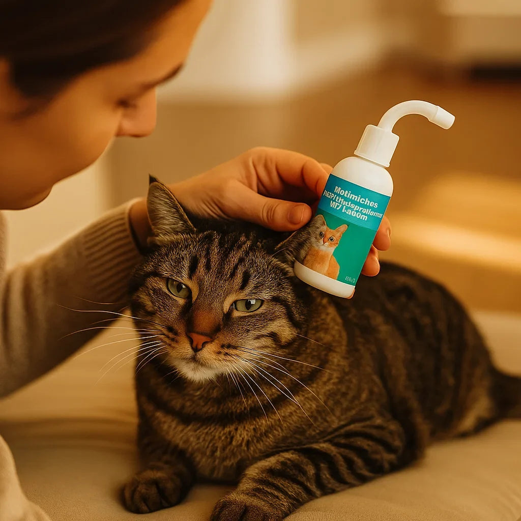 Katzenohren sanft reinigen mit unserem natürlichen Ohrenreinigungsmittel. Ideal bei Juckreiz und zur täglichen Tierpflege.
